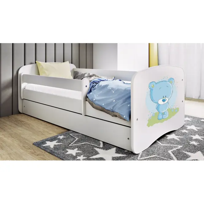 Detská Posteľ. Babydreams+Sz+M Biely 80x180 Medveď Modrý
