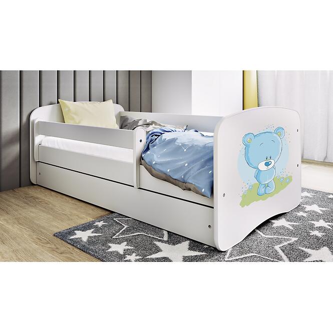 Detská Posteľ. Babydreams+Sz+M Biely 80x180 Medveď Modrý