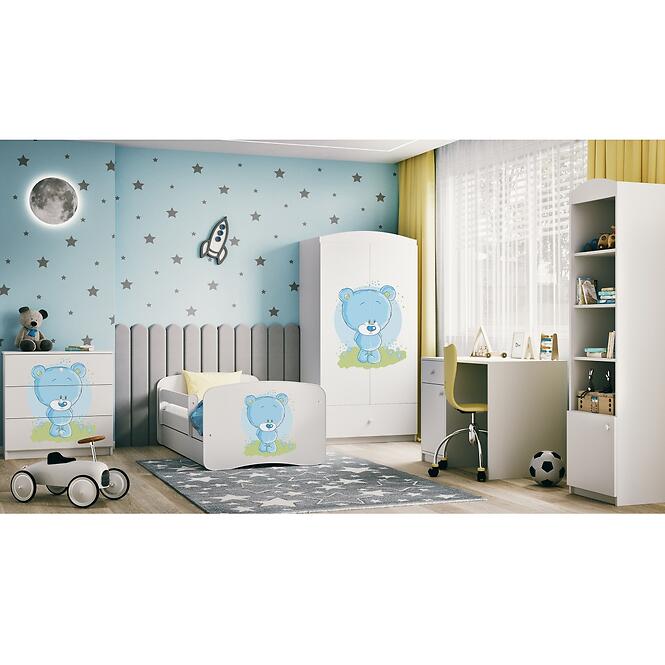 Detská Posteľ. Babydreams+Sz+M Biely 80x180 Medveď Modrý