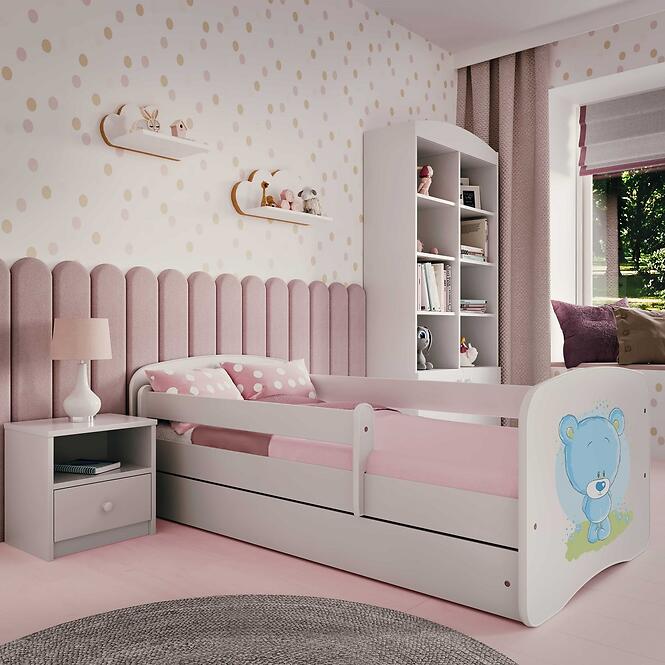 Detská Posteľ. Babydreams+Sz+M Biely 80x180 Medveď Modrý