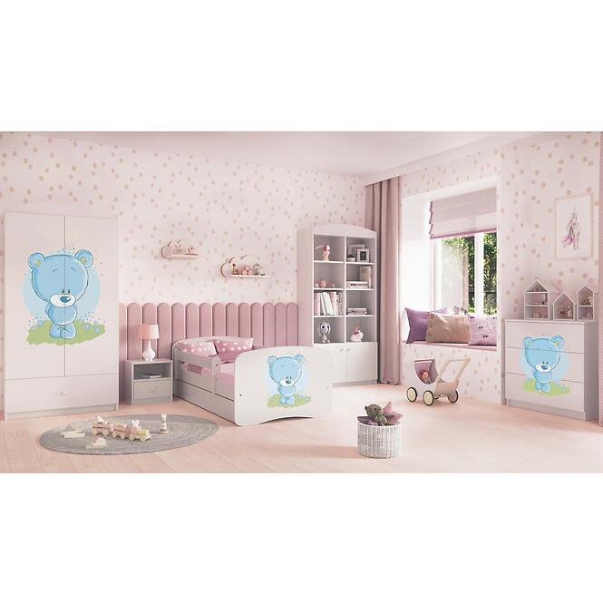 Detská Posteľ. Babydreams+Sz+M Biely 80x180 Medveď Modrý