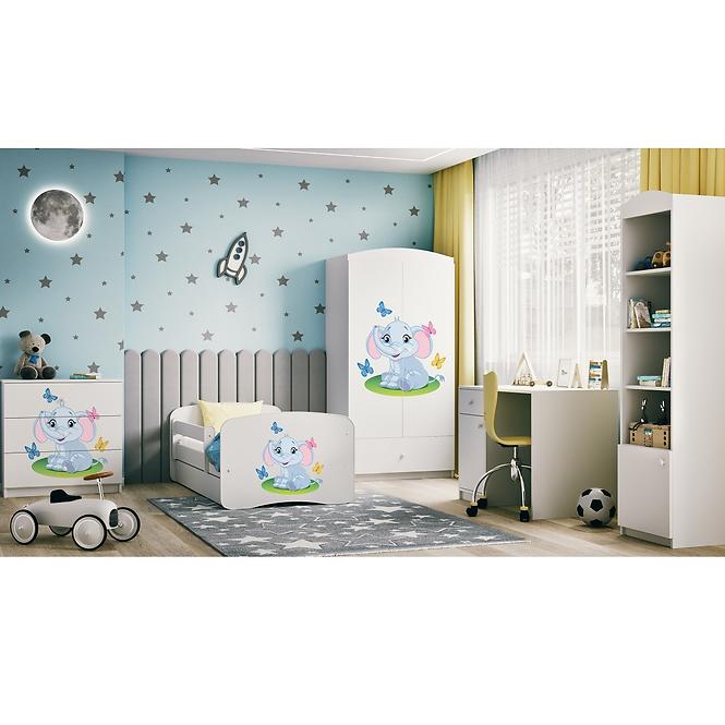 Detská Posteľ. Babydreams+Sz+M Biely 80x180 Slon