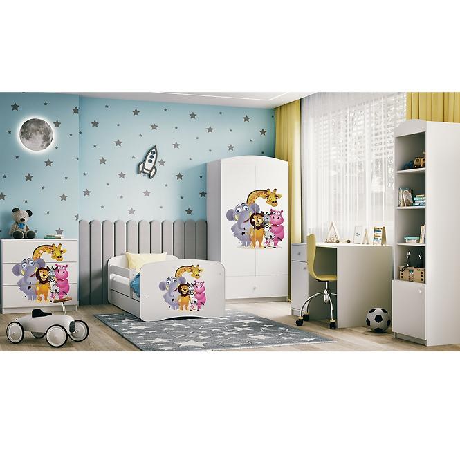 Detská Posteľ. Babydreams+Sz+M Biely 80x180 Zoo