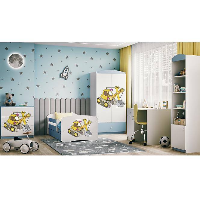 Detská Posteľ. Babydreams+Sz+M Modrá 80x180 Rýpadlo