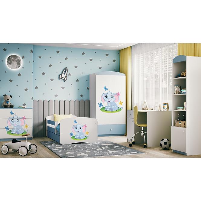 Detská Posteľ. Babydreams+Sz+M Modrá 80x180 Slon