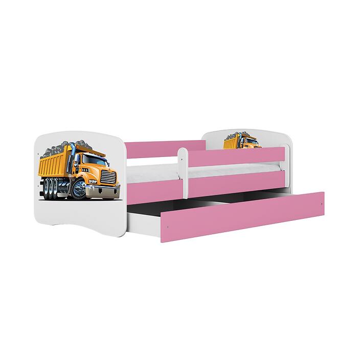Detská posteľ Babydreams+Sz+M ružový 80x180 nákladné auto