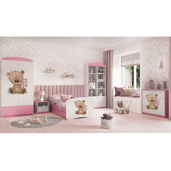 Detská Posteľ. Babydreams+Sz+M Ružová 80x180 Medveď Kve