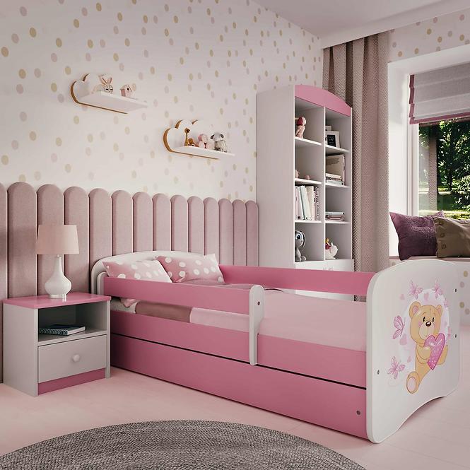 Detská Posteľ. Babydreams+Sz+M Ružová 80x180 Medveď Bot