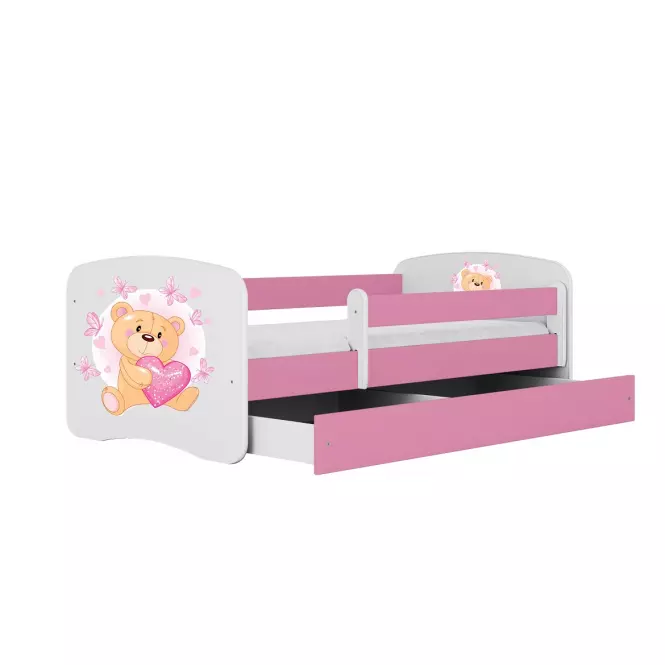 Detská Posteľ. Babydreams+Sz+M Ružová 80x180 Medveď s motýľmi,2
