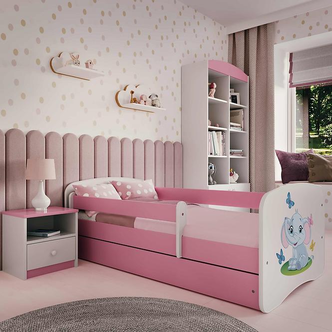 Detská Posteľ. Babydreams+Sz+M Ružová 80x180 Slon