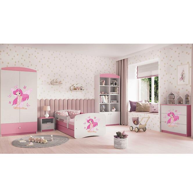 Detská posteľ Babydreams+Sz+M ružový 80x180 víla 1