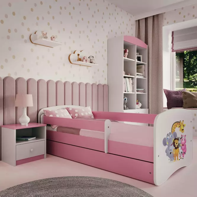 Detská Posteľ. Babydreams+Sz+M Ružová 80x180 Zoo
