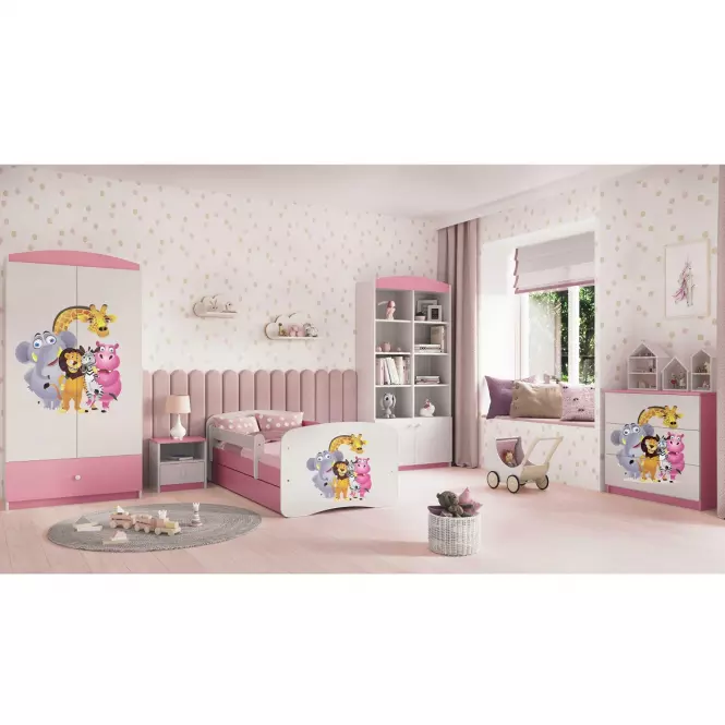 Detská Posteľ. Babydreams+Sz+M Ružová 80x180 Zoo