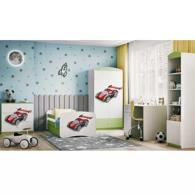 Detská Posteľ. Babydreams+Sz+M Zelená 80x180 Auto,5