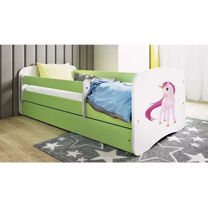 Detská Posteľ. Babydreams+Sz+M Zelená 80x180 Jednorožec,5