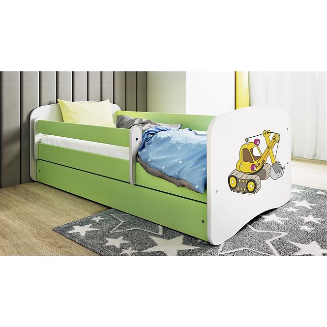 Detská Posteľ. Babydreams+Sz+M Zelená 80x180 Rýpadlo,5