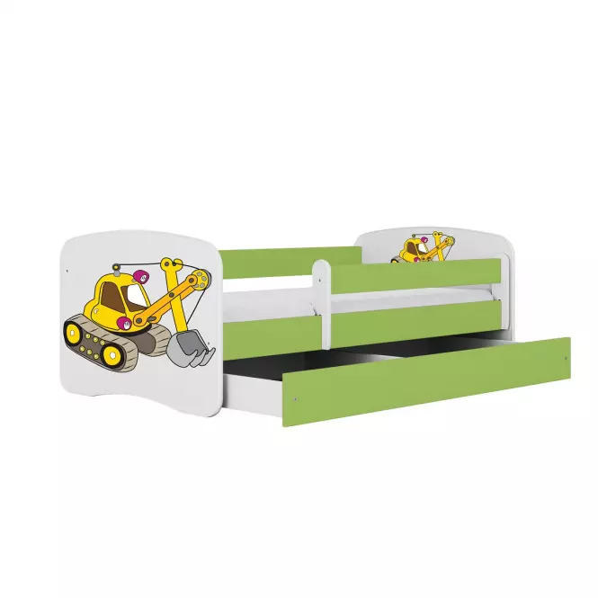 Detská Posteľ. Babydreams+Sz+M Zelená 80x180 Rýpadlo
