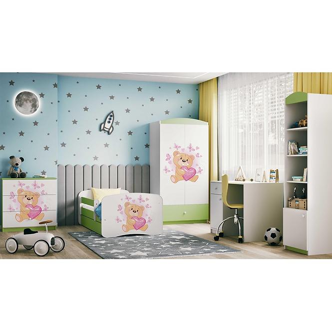 Detská Posteľ. Babydreams+Sz+M Zelená 80x180 Medveď Bot