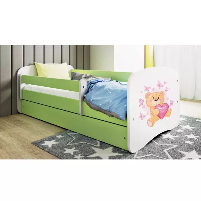 Detská Posteľ. Babydreams+Sz+M Zelená 80x180 Medveď s motýľmi,4