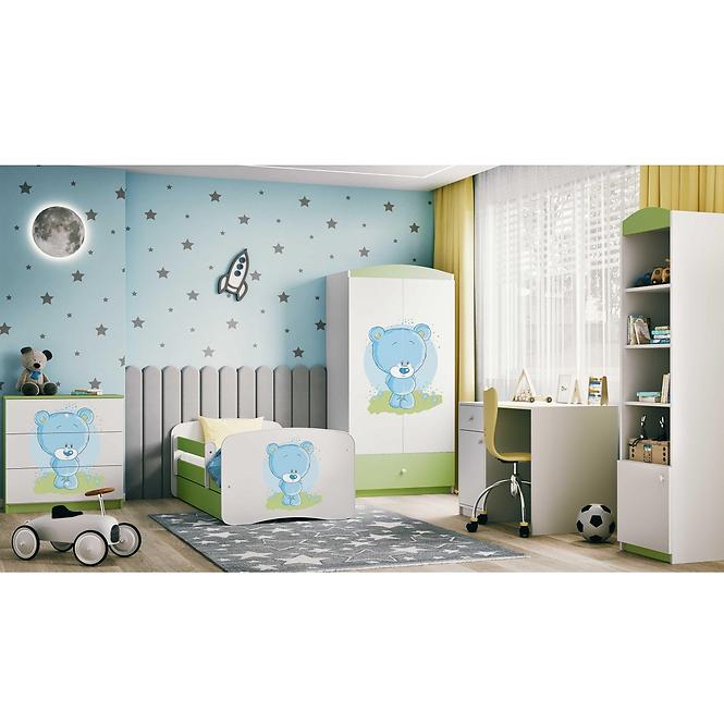 Detská Posteľ. Babydreams+Sz+M Zelená 80x180 Medveď Mod