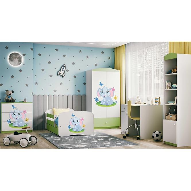 Detská Posteľ. Babydreams+Sz+M Zelená 80x180 Slon