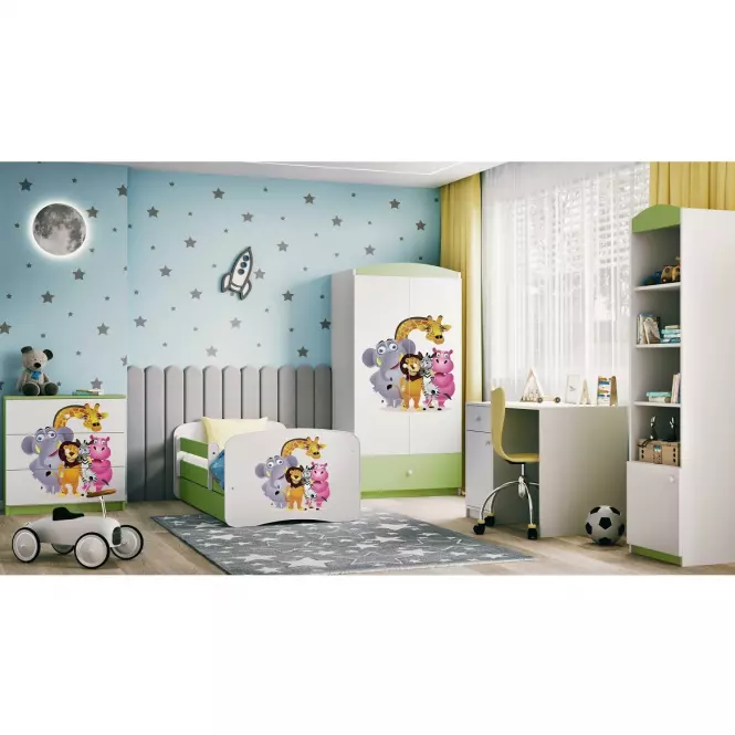 Detská Posteľ. Babydreams+Sz+M Zelená 80x180 Zoo,6
