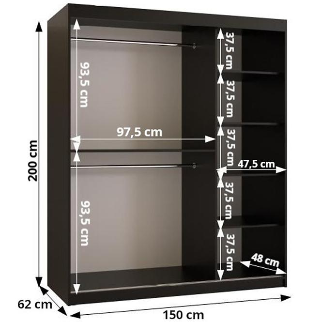 Skriňa Malakka 150 čierna