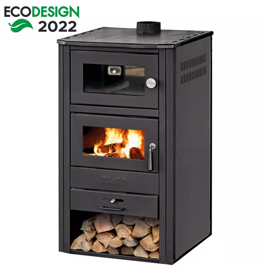 Oceľové kachle MILANO s vodným plášťom a pekárničkou 6,4 kW/17,6 kW