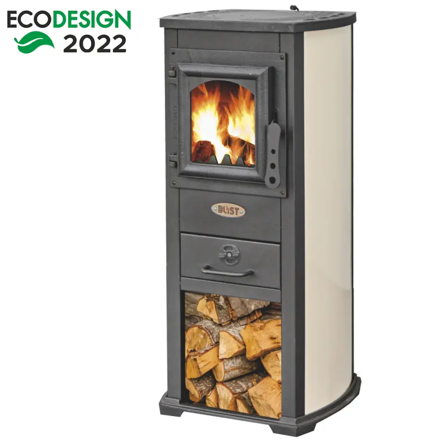 Oceľové kachle Berna Lux 5,3 KW béžové