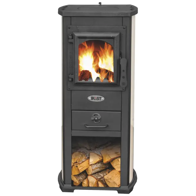 Oceľové kachle Berna Lux 5,3 KW béžové,3