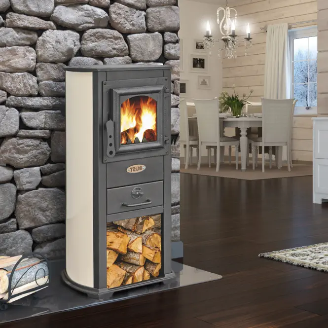 Oceľové kachle Berna Lux 5,3 KW béžové,8