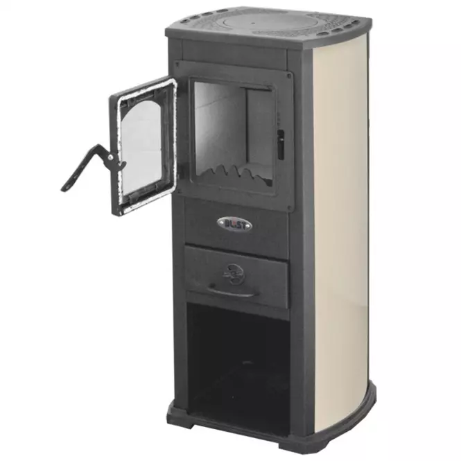 Oceľové kachle Berna Lux 5,3 KW bezovy