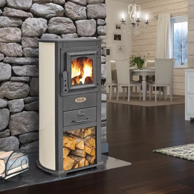 Oceľové kachle Berna Lux 5,3 KW bezovy