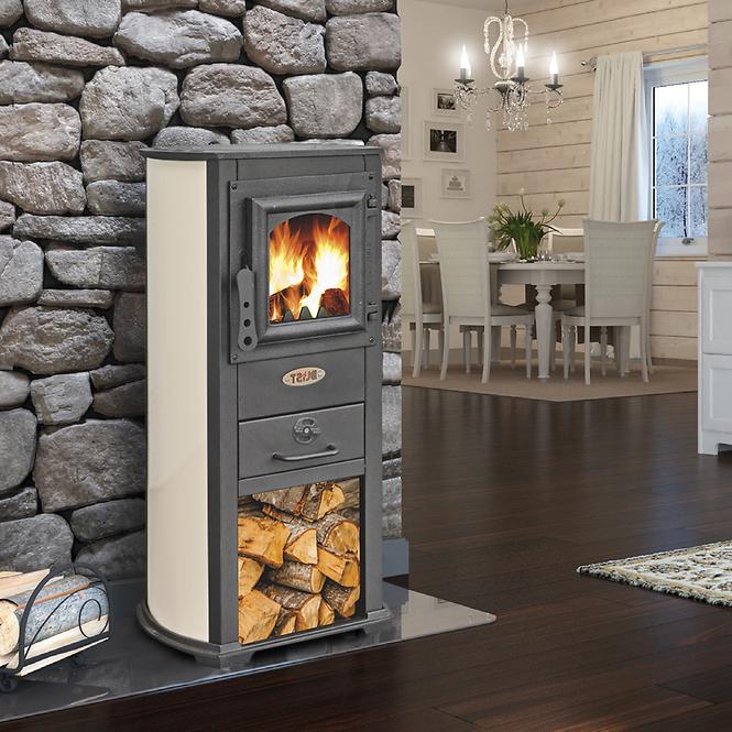 Oceľové kachle Berna Lux 5,3 KW bezovy