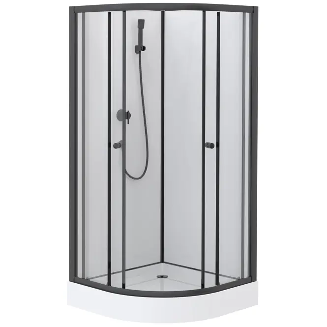Sprchový box štvrťkruhový Elize 90x90x200 čierny