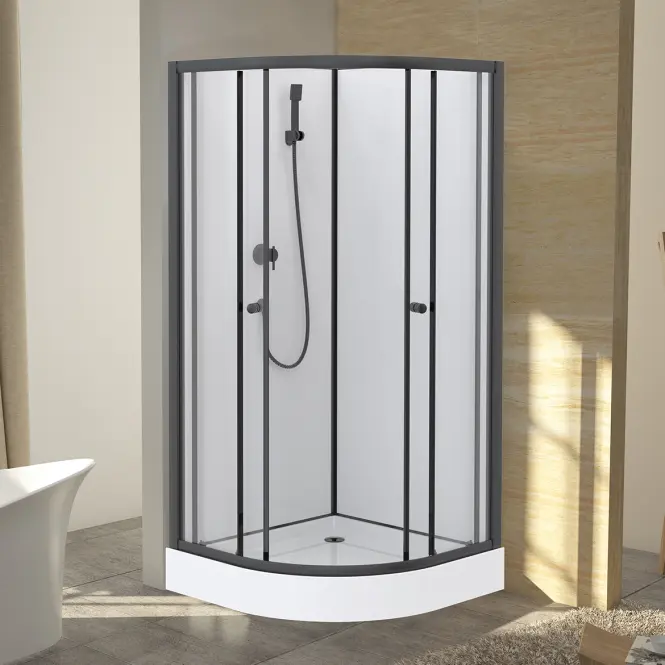 Sprchový box štvrťkruhový Elize 90x90x200 čierny,2