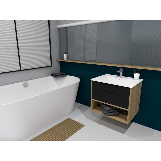 Kúpeľňová skrinka pod umývadlo Kiano 60cm 1S dub/čierna