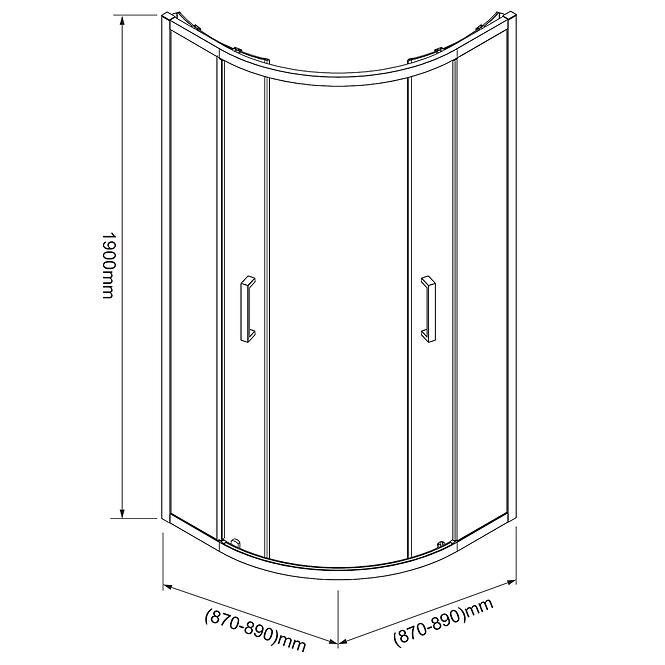 Sprchový kút Aura 90x90x190 chróm,2