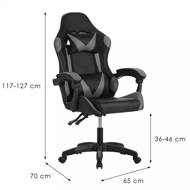 Kreslo pre Hráča Fotyn 8684 čierna/sivá