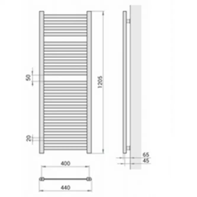 Kúpeľňový radiátor Łezka ŁP 22/40 čierny 1205x440,2