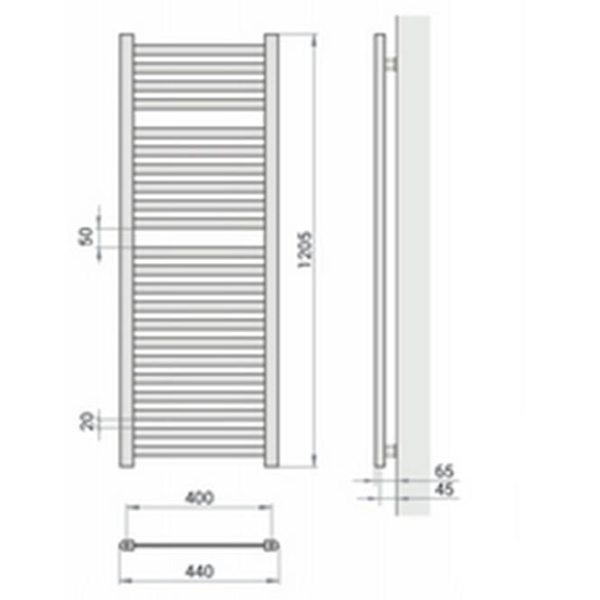 Kúpeľňový radiátor Łezka ŁP 22/40 čierny 1205x440,2