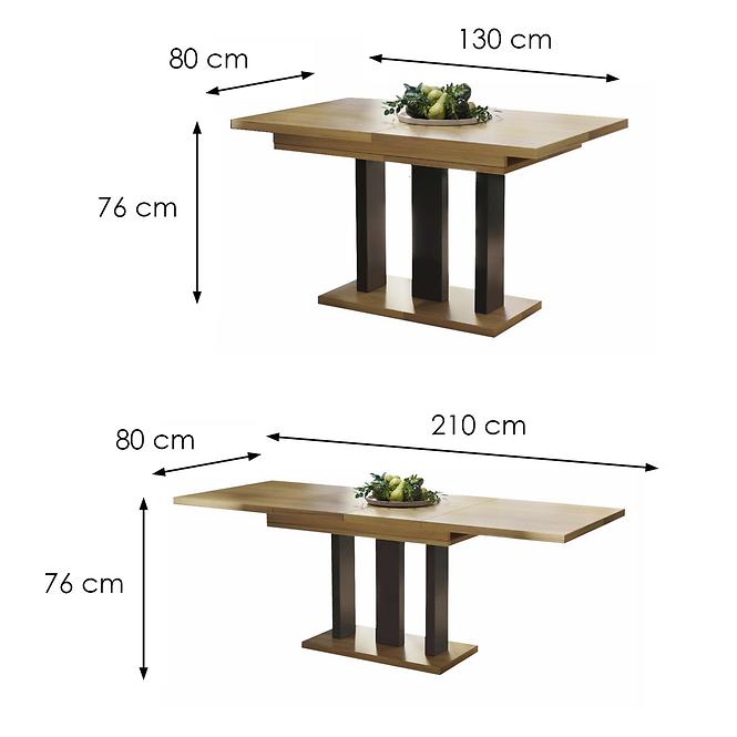 Stôl Appia 210 mat čierna noha dub natura