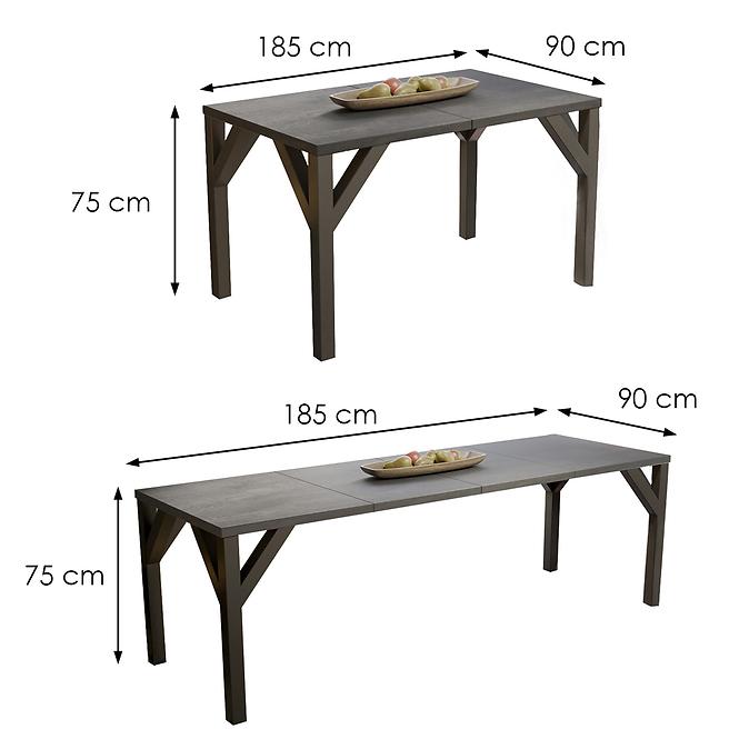 Stôl Baltika 185 betón tmavý