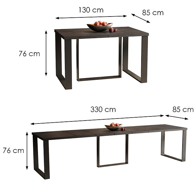 Stôl Borys Max 330 betón tmavý