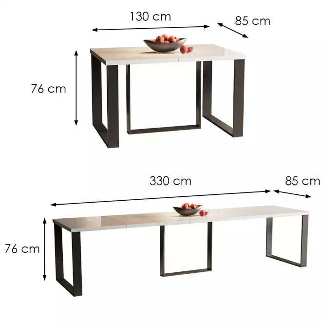 Stôl Borys Max 330 biela lesklá
