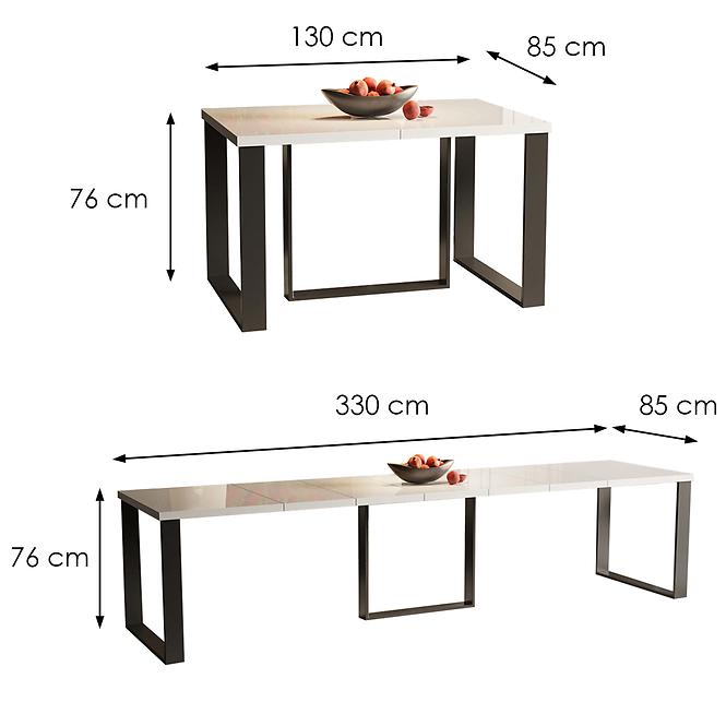 Stôl Borys Max 330 biela lesklá