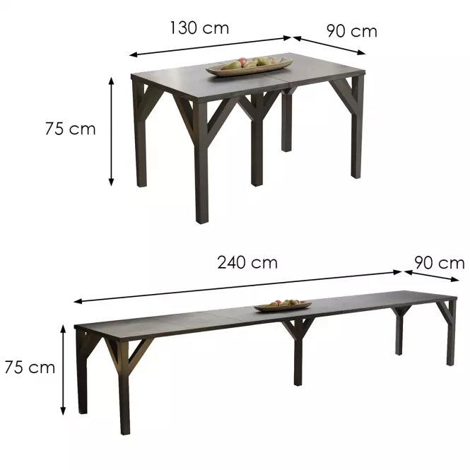 Stôl Dunaj 240 betón tmavý