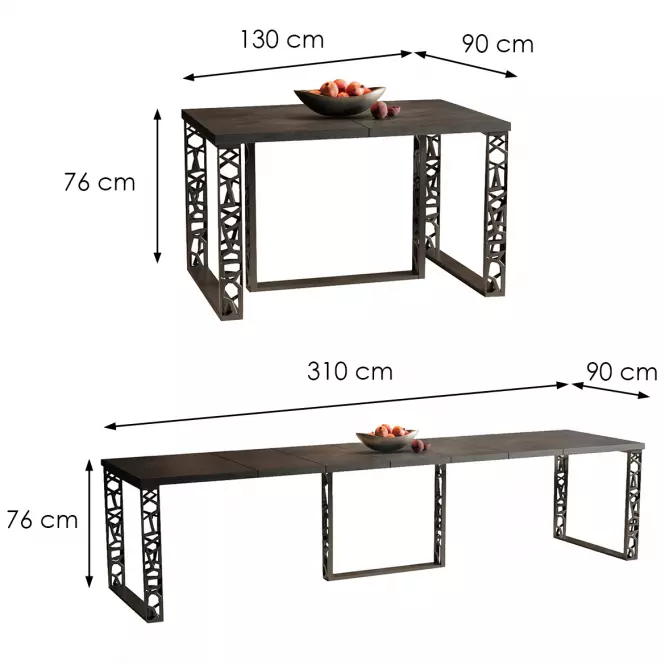 Stôl Ewerest Bis 310 betón tmavý
