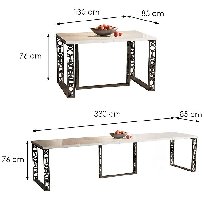 Stôl Ewerest Max 330 biela lesklá