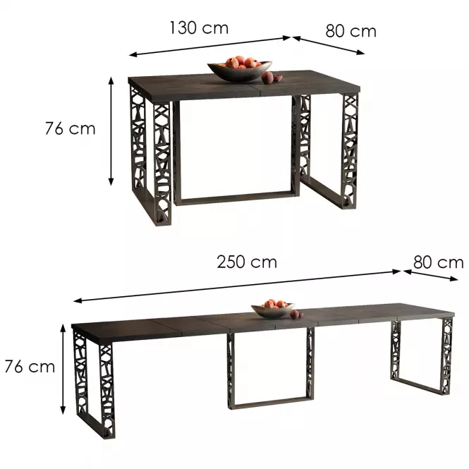 Stôl Ewerest 250 betón tmavý